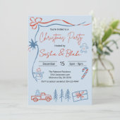 Invitation Coquette Rustic Red & Blue Christmas Party (Debout devant)