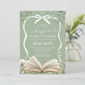 Invitation coquette sage greenery storybook baby shower (Debout devant)
