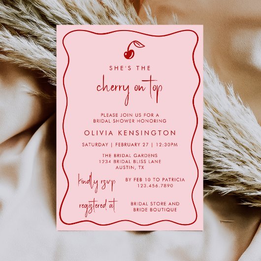Invitation Coquette She’s the Cherry on Top Bridal Shower