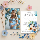 Invitation Coquette Silly Goose Blue Bow Baby shower