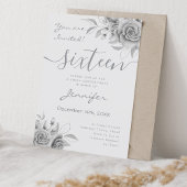 Invitation Coquette Silver Sweet 16 Floral Glam
