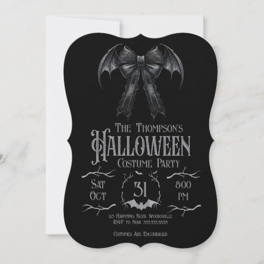 Invitation Coquette sombre gothique Halloween Costume Cool (Devant)
