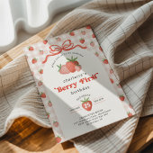 Invitation Coquette Strawberry Berry First 1st Birthday