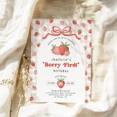 Invitation Coquette Strawberry Berry First 1st Birthday
