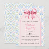 Invitation Coquette Sweet 16 Ruban Rose (Devant / Derrière)