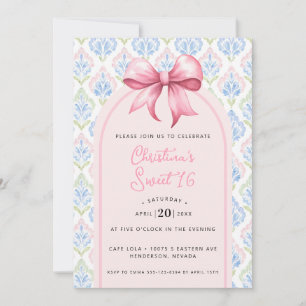 Invitation Coquette Sweet 16 Ruban Rose