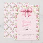 Invitation Coquette Sweet 16 Ruban Rose (Devant / Derrière)