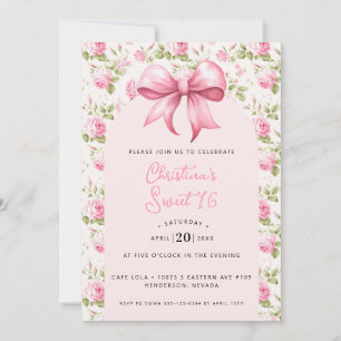Invitation Coquette Sweet 16 Ruban Rose
