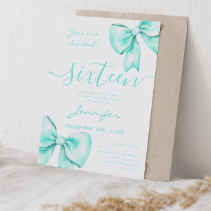 Invitation Coquette Turquoise Turquoise Bow Sweet 16 Annivers