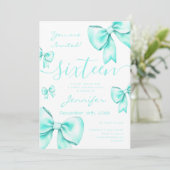 Invitation Coquette Turquoise Turquoise Bow Sweet 16 Party (Debout devant)
