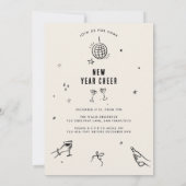 Invitation Coquette typographie moderne New Yeats Eve party (Dos)