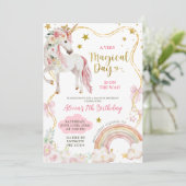 Invitation Coquette Unicorn Magical Day Girl Birthday (Debout devant)