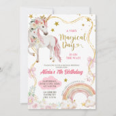 Invitation Coquette Unicorn Magical Day Girl Birthday (Devant)
