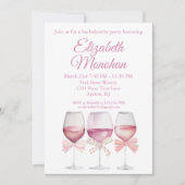 Invitation Coquette Vaches roses et Bachelorette de vin (Devant)