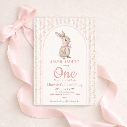 Invitation Coquette Vintage Some Bunny is One Birthday