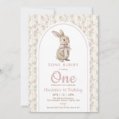 Invitation Coquette Vintage Some Bunny is One Birthday (Devant)
