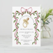 Invitation Coquette vintage vert Pink Bow Pacifier (Debout devant)