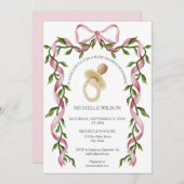 Invitation Coquette vintage vert Pink Bow Pacifier (Devant / Derrière)