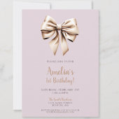 Invitation Coquette violet chic moderne Bow 1er anniversaire