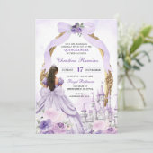 Invitation Coquette violette Bow Fairytale Castle Quinceanera (Debout devant)