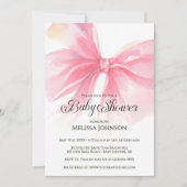 Invitation Coquette Watercolor Pink Bow Baby Shower (Devant)