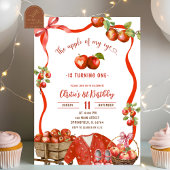 Invitation Coquette Wavy Bow Apple 1er anniversaire