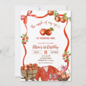 Invitation Coquette Wavy Bow Apple 1er anniversaire (Devant)