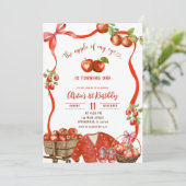 Invitation Coquette Wavy Bow Apple 1er anniversaire (Debout devant)