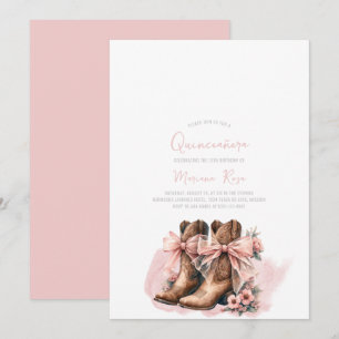 Invitation Coquette Western Boots Quinceanera Anniversaire