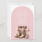 Invitation Coquette Western Boots Quinceanera Anniversaire (Devant)