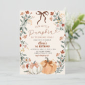 Invitation Coquette Wildflower Pumpkin 1st Birthday (Debout devant)