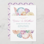 Invitation Coquillage d'aquarelle et Mariage d'inspiration si (Devant / Derrière)