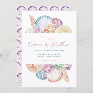 Invitation Coquillage d'aquarelle et Mariage d'inspiration si
