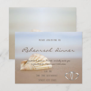 Invitation Coquillage de plage, cœurs Dîner de répétition