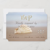 Invitation Coquillage de plage, cœurs RSVP (Devant)