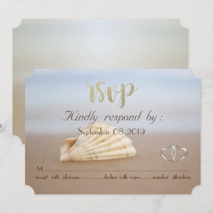 Invitation Coquillage de plage, cœurs  RSVP