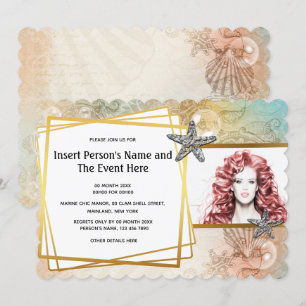 Invitation Coquillage en étoile géométrique or photo fête