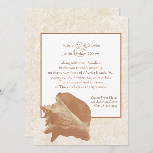 Invitation Coquillage/ Mariage (Devant / Derrière)