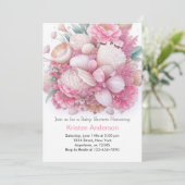 Invitation Coquillage rose Oasis Adventure Girl Baby shower (Debout devant)