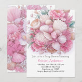 Invitation Coquillage rose Oasis Adventure Girl Baby shower (Devant / Derrière)