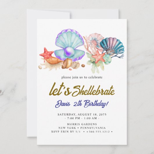 Invitation coquillages  Anniversaire  (Devant)