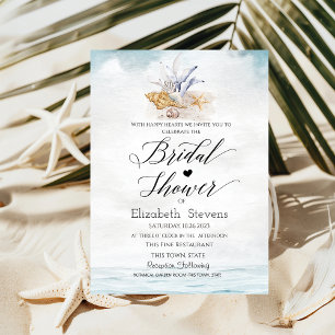 Invitation Coquillages aquarelle, douche de mariée de mer