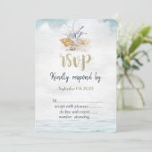 Invitation Coquillages Aquarelle, RSVP Mariage Marin (Debout devant)