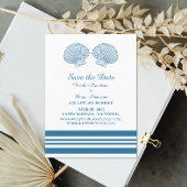 Invitation Coquillages bleu blanc marine Enregistrer l'Invita
