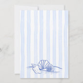 Invitation Coquillages bleu poire à main ondulé mariage de la (Dos)