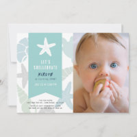 Coquillages bleu turquoise 1er anniversaire Photo