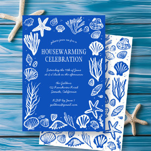 Invitation Coquillages bleus personnalisés FÊTE DE PENDaison