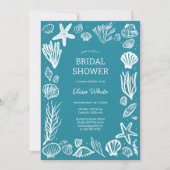 Invitation Coquillages Cadre Douche nuptiale Teal Beach CUSTO (Devant)