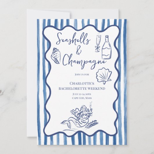 Invitation Coquillages & Champagne Bachelorette Party (Devant)