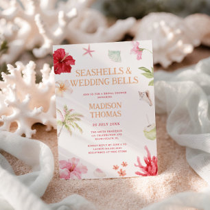 Invitation Coquillages & Cloches de Mariage Tropical Fête de 
